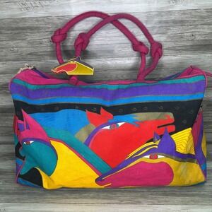 Laurel Burch Duffel Bag Large Multicolor Horse Stallion Canvas Travel
